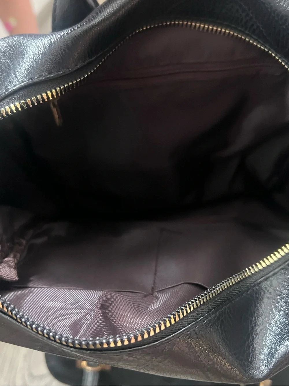Black Leather women's or Men's Backpack with Gold Hardware